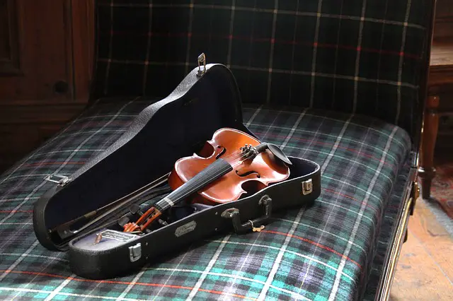 Violin in case - check out this guide for violin price range
