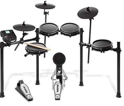 ORASANT RGB Lighting Electronic Drum Set Electric Drum Pad with Beating Lights 9-Pad Real-Effect Rechargeable Portable Electric Drum Set Pedals,12H Playtime Headphone Jack Christmas Gift Speaker 